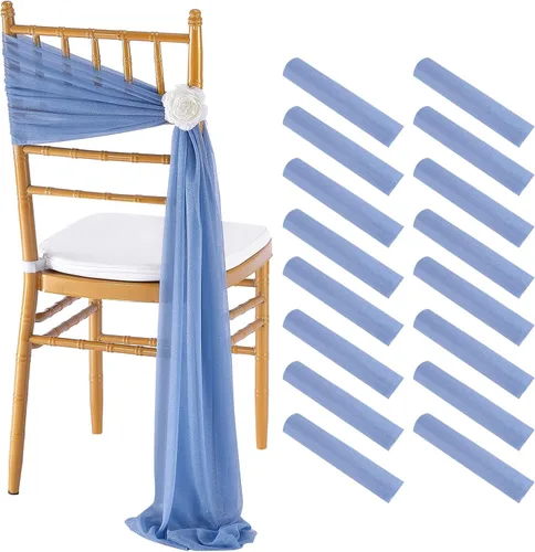 Miniatura 12 de Fanqisi 16 cintas para sillas con cintas de 8 pies de largo, cortinas de tela suave para decoración de bodas, iglesias, sillas, pasillos