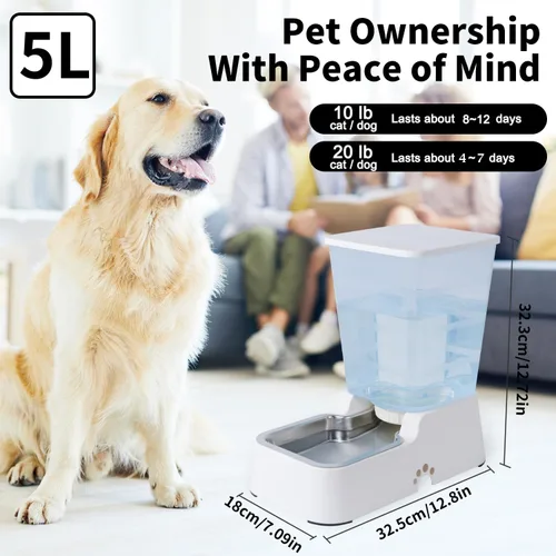 Miniatura 4 de Meikuler Alimentador Automático para Perros y Gatos y Dispensador de Agua Set, Bebedero y Alimentador de Comida por Gravedad para Perros Pequeños