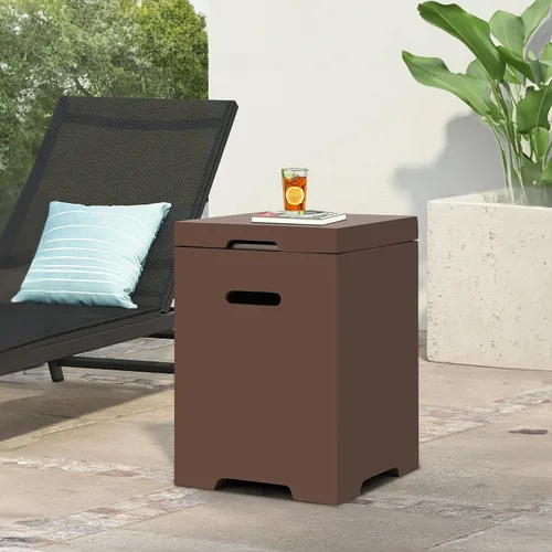 Miniatura 24 de ECOTOUGE Mesa de cubierta de tanque de propano, 15.5 pulgadas para mesa de fuego, mesa oculta cilíndrica para exteriores para fogata de gas
