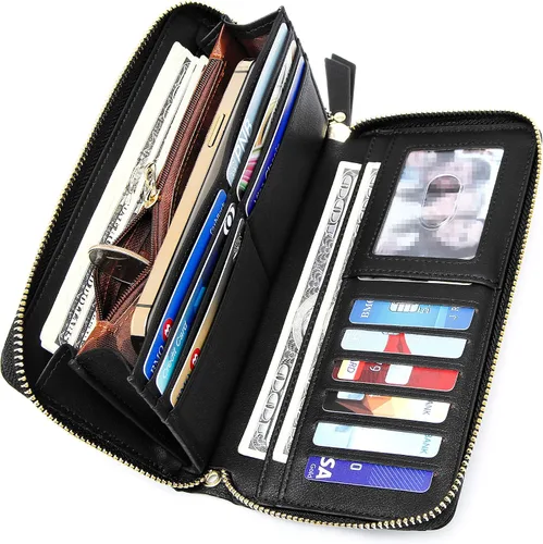 Miniatura 3 de GEEAD Custom Design Wristlet Wallets for Women PU Leather RFID Blocking Wallet