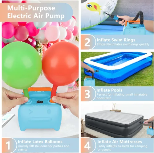 Miniatura 3 de OWill Balloon Pump Electric, Multipurpose Balloon Inflator Electric Air Pump, Portable Dual Nozzle Balloons Air Pump Electric 600W Blow Machine for