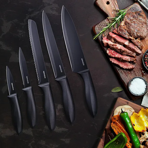 Miniatura 6 de RAXCO Juego de cuchillos con bloque, juego de 10 piezas de cuchillos de cocina de acero inoxidable, afilados profesionalmente para cocinar, cortar