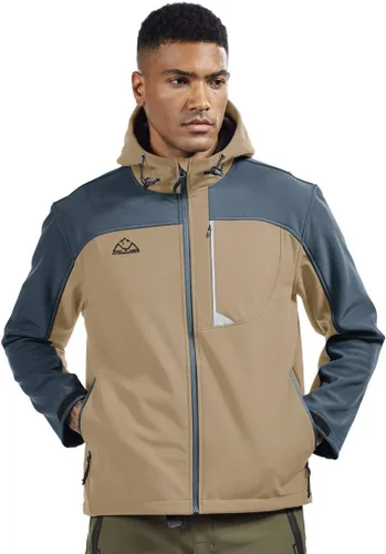 Miniatura 3 de TBMPOY Chaqueta Softshell con capucha para hombre, impermeable, resistente al viento, esquí, senderismo, ropa exterior con forro polar
