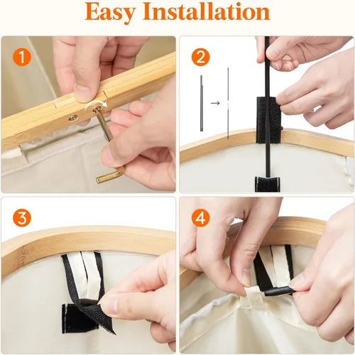 Miniatura 5 de Lifewit Cesto de Ropa Sucia Doble de 120L con Tapa, Cesto Grande Dual para Ropa Sucia con Bolsas Removibles, 2 Secciones Cestos Estéticos para Ropa