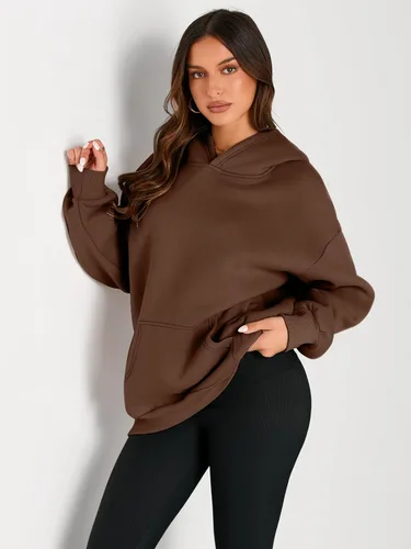 Miniatura 151 de Trendy Queen - Sudaderas extragrandes con capucha para mujer, suéteres de manga larga, sin botones, de vellón, de otoño, ropa de invierno