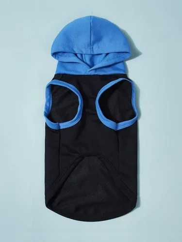 Miniatura 5 de QWINEE Camiseta sin mangas con capucha para perro con estampado de letras para gatos y cachorros, chaleco sin mangas para perro, ropa elástica