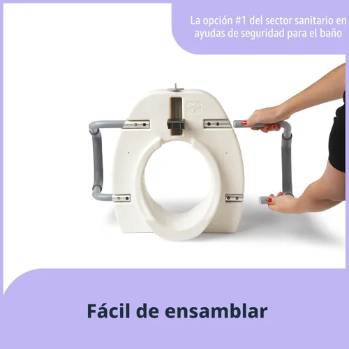 Miniatura 4 de Medline Asiento de inodoro elevado alargado de 5", con seguro y brazos acolchados removibles - Un asiento médico para personas mayores, ancianos