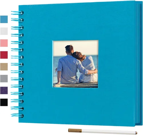 Miniatura 10 de Álbum de fotos para scrapbook DIY de 10 x 10 pulgadas con cubierta de diseño de ventana, 80 páginas, libro de recuerdos de papel para manualidades