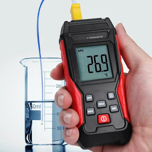 Miniatura 4 de Termómetro digital tipo K con dos sondas de termopar, -328°F ~ 2501°F Termómetro de termopar de un solo canal, medidor de temperatura HVAC
