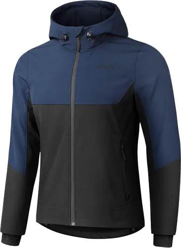 KUTOOK Chaqueta Softshell con capucha para hombre, senderismo, esquí, nieve, cortavientos, resistente al viento, térmica, reflectante, para