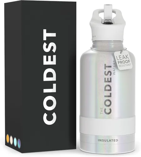 Miniatura 31 de Coldest - Botella para agua con tapa que incluye pajilla, térmica y metálica (acero inoxidable), para hombres y mujeres, color morado