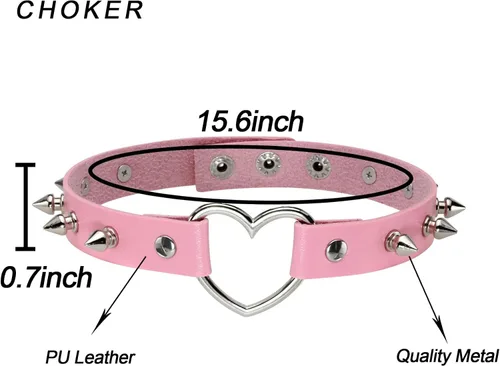 Miniatura 2 de Manfnee Pulsera de cuero con tachuelas de espiga gargantilla punk gótico metal remache brazalete negro pulsera
