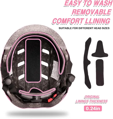 Miniatura 6 de Casco de bicicleta para niños de Banzk, para edades 3-5-8-14+, para niñas y niños, casco con rodilleras, coderas y muñequeras, ventilación, #2 Rosa
