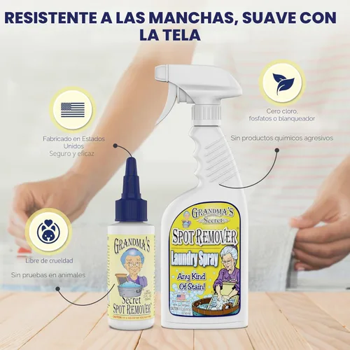 Miniatura 6 de Grandma's Secret - Removedor de manchas para ropa - Sin cloro, blanqueador ni toxinas - Removedor de manchas en telas que elimina manchas de aceite