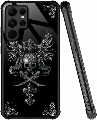 ZHEGAILIAN Funda compatible con Samsung Galaxy S22 Ultra, funda de vidrio orgánico para niñas, mujeres y hombres, diseño de cuatro esquinas, Cabeza