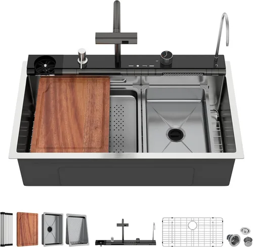 Miniatura 66 de Fregadero de cocina para exteriores, 21 x 20 pulgadas, fregadero de barra para exteriores, fregaderos de cocina de acero inoxidable de montaje