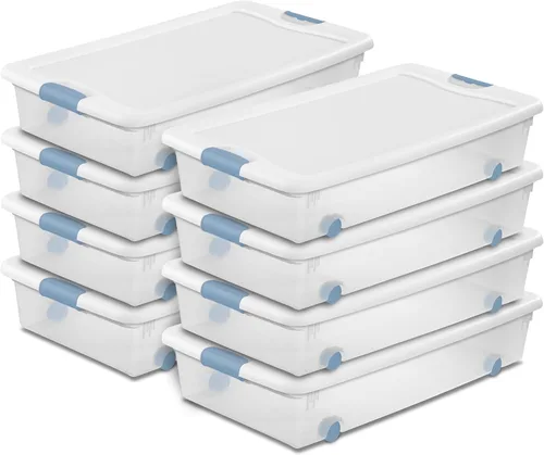 Miniatura 25 de Sterilite - Paquete de 12 contenedores apilables con pestillo, contenedores de almacenamiento bajo la cama con tapas, plástico transparente, 15