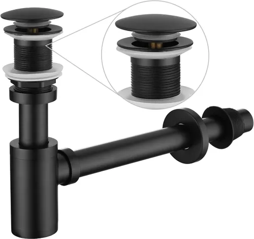 Juego completo de tapones para lavabo de baño, trampa en forma de P, ajustable, 1-1/4, tubo de drenaje de latón macizo, trampa para botellas con