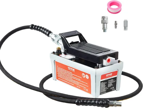 VEVOR Bomba hidráulica de aire, depósito de 10,000 PSI de 1/2 galones, salida de aceite NPT de 3/8 pulgadas, entrada NPT de 1/4 pulgadas, tubo de