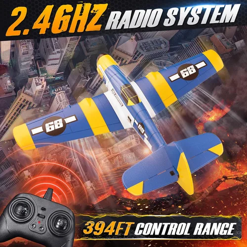 Miniatura 3 de BEZGAR Avión RC HQ089, Drones para niños, avión de control remoto de giroscopio de 6 ejes, helicóptero RC, fácil control para principiantes, Azul