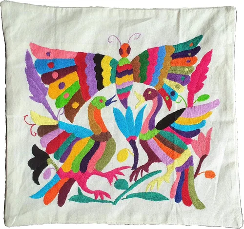 Miniatura 2 de ALKIMIA INC Funda de almohada mexicana hecha a mano con bordado auténtico Otomi Tenango