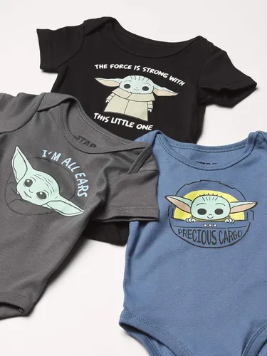 Miniatura 2 de Star Wars baby-boys Baby Yoda Bodysuit Three Pack Baby Clothes