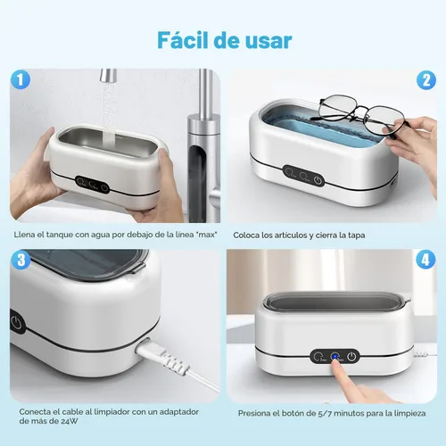 Miniatura 6 de Limpiador ultrasónico de joyas, máquina de limpieza ultrasónica de 48 KHz para joyas, anteojos, anillos, correa de reloj, dentaduras postizas, modos