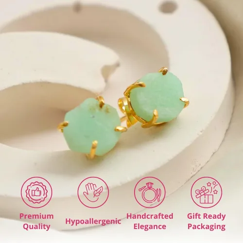 Miniatura 91 de Gempires Natural Raw Prong Setting Stud Earrings, 8-10 mm Crystals Earring, Handmade Jewelry, Gift for Her