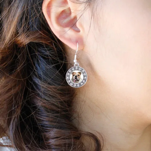 Miniatura 3 de Inspired Silver - Pendientes colgantes de gancho francés con dije de círculo de plata con joyas de circonita cúbica