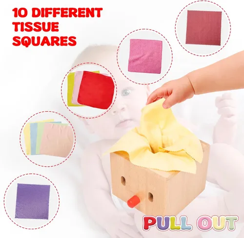Miniatura 3 de Adena Montessori Juguetes infantiles llenos de madera de la caja del tejido del bebé para el bebé de 6-12 meses