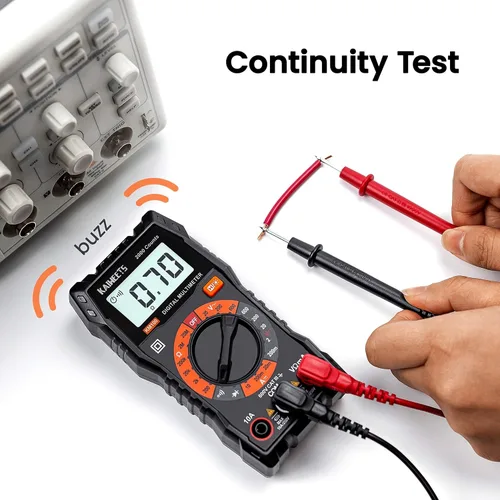 Miniatura 3 de KAIWEETS- Multímetro digital con funda, voltímetro CA/CC, prueba de Ohm/Volt/Amp, continuidad, diodos, para toma de corriente doméstica, prueba