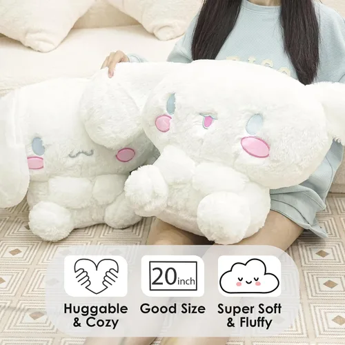 Miniatura 2 de Juju - Peluche Kawaii blanco (20 pulgadas), lindos animales de peluche kawaii, peluches grandes de peluche, peluches grandes, lindos peluches