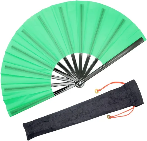 Miniatura 15 de OMyTea Ventilador grande para baile de línea - Ventilador de mano plegable con botas en el suelo - Ventilador de mano plegable chino de Tai Chi Kung