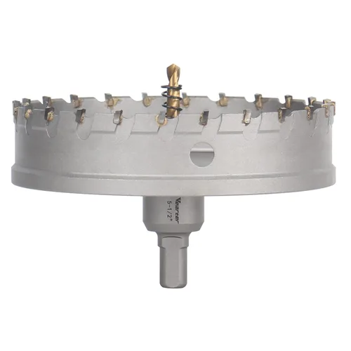 Miniatura 43 de Sierra perforadora de carburo de 1-1/2 pulgadas (1.496 in) para metal duro, cortador de agujeros con punta de carburo de tungsteno con broca piloto