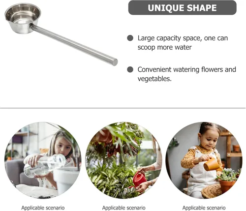 Miniatura 2 de ERINGOGO Cucharón de mango largo, cuchara grande de acero inoxidable de 17 onzas con borde de vertido, cuchara de servir salsa de comedor, cuchara