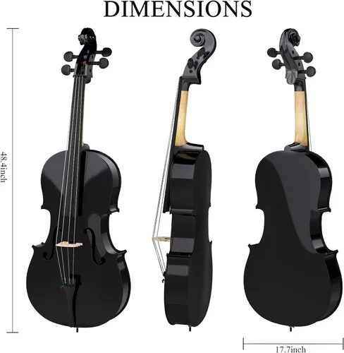 Miniatura 2 de Kit de Violonchelo de Tamaño Completo, Instrumento de Violonchelo Acústico para Adultos, Estudiantes, Principiantes, Set Completo de Violonchelo 4/4