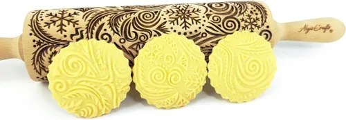 Miniatura 14 de Rodillo de amasar con relieve de ángeles navideños FELIZ NAVIDAD para decorar galletas de jengibre navideñas