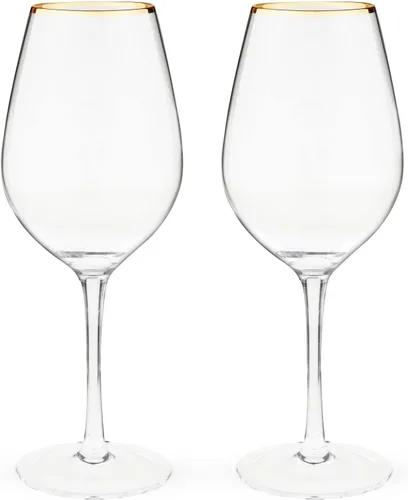 Miniatura 7 de Twine Copas de vino de tallo dorado, elegantes vasos con borde dorado para vinos tintos y blancos, inauguración de la casa, aniversario, regalos
