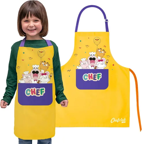 Miniatura 8 de Kids Apron, Chefclub, 100% Cotton - Cooking & Baking Apron for Children - with Pocket, Adjustable Neck Strap, Waist Tie Azul