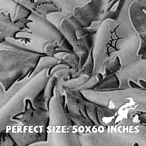 Miniatura 5 de REXEO Manta de forro polar suave para niños, diseño de gato negro, manta de Halloween, 50 x 60 pulgadas Bruja