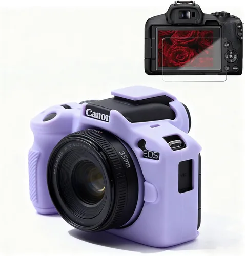 Funda para cámara Canon EOS R50, funda protectora de silicona suave, antiarañazos, funda ajustada delgada con accesorios de protector de pantalla