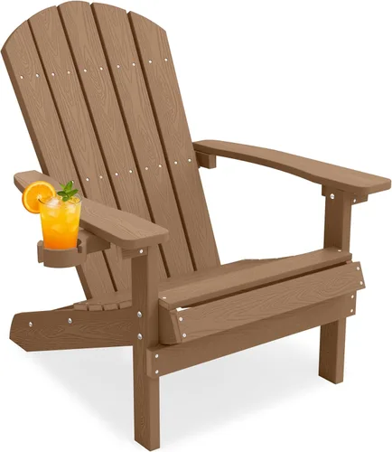 Miniatura 43 de YEFU Silla Adirondack de plástico resistente a la intemperie, sillas de patio con instalación fácil en 5 pasos, se ve exactamente como madera real
