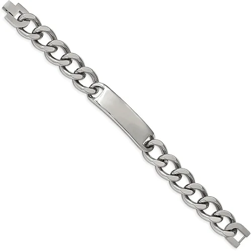 Miniatura 4 de ICE CARATS Stainless Steel Curb Link 8.75 Inch Id Bracelet Fashion Jewelry for Women Gifts for Her