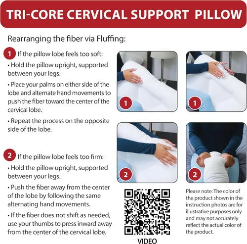 Miniatura 6 de Core Products Almohada de apoyo cervical Tri-Core – Almohada ortopédica firme para aliviar el dolor, dormir de espalda y de lado – Almohada Blanco