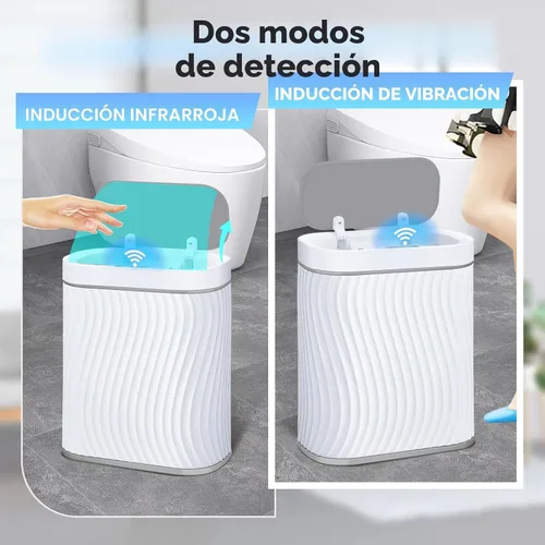 Miniatura 7 de Ogikey Cubo de basura pequeño para baño con tapa automática sin contacto, bote de basura inteligente de 2.6 galones, contenedor de basura estrecho e