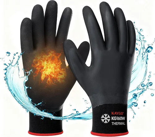 Miniatura 15 de KAYGO Guantes de trabajo impermeables para hombres y mujeres, guantes de trabajo recubiertos de goma antideslizantes para jardín, construcción al