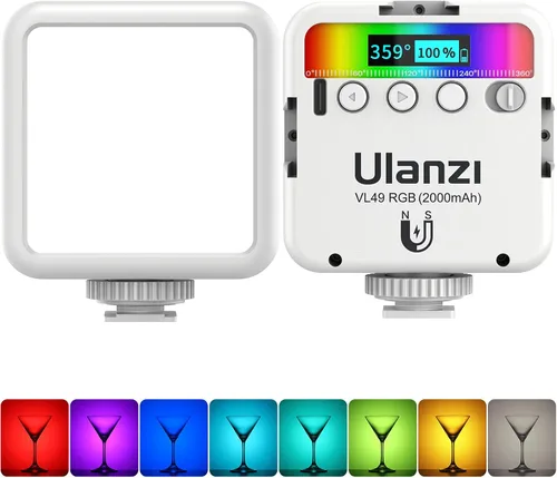Miniatura 9 de ULANZI VL49 Luces de Video RGB, Luz de Cámara LED 360° Color Completo Iluminación de Fotografía Portátil con 3 Zapatas Frías, 2000mAh Recargable CRI