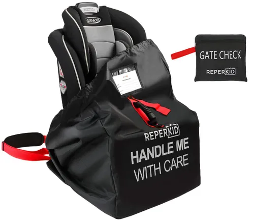 Miniatura 8 de Bolsa de viaje reperkid Premium para asiento de coche para avión - Bolsa universal resistente al agua para chequeo de puerta, con correas ajustables