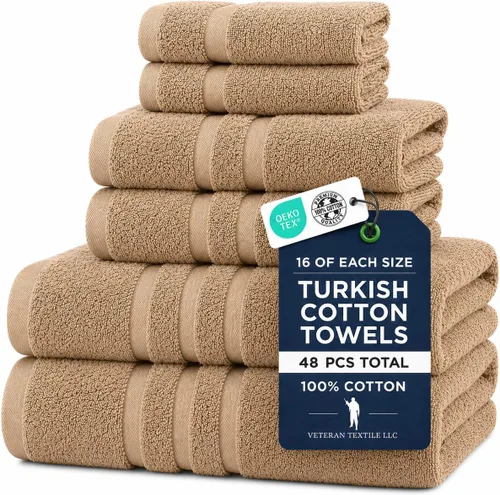 Miniatura 10 de Veteran Textile LLC - 6 piezas - Algodón turco - Juego de toallas de lujo para baño y cocina, 2 toallas de baño, 2 toallas de mano y 2 paños de baño