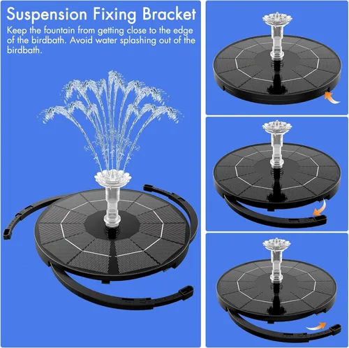 Miniatura 5 de AISITIN Bomba de Fuente Solar de 3.5W para Características de Agua Exterior Fuente de Baño Solar DIY para Pájaros con Múltiples Boquillas, Fuente